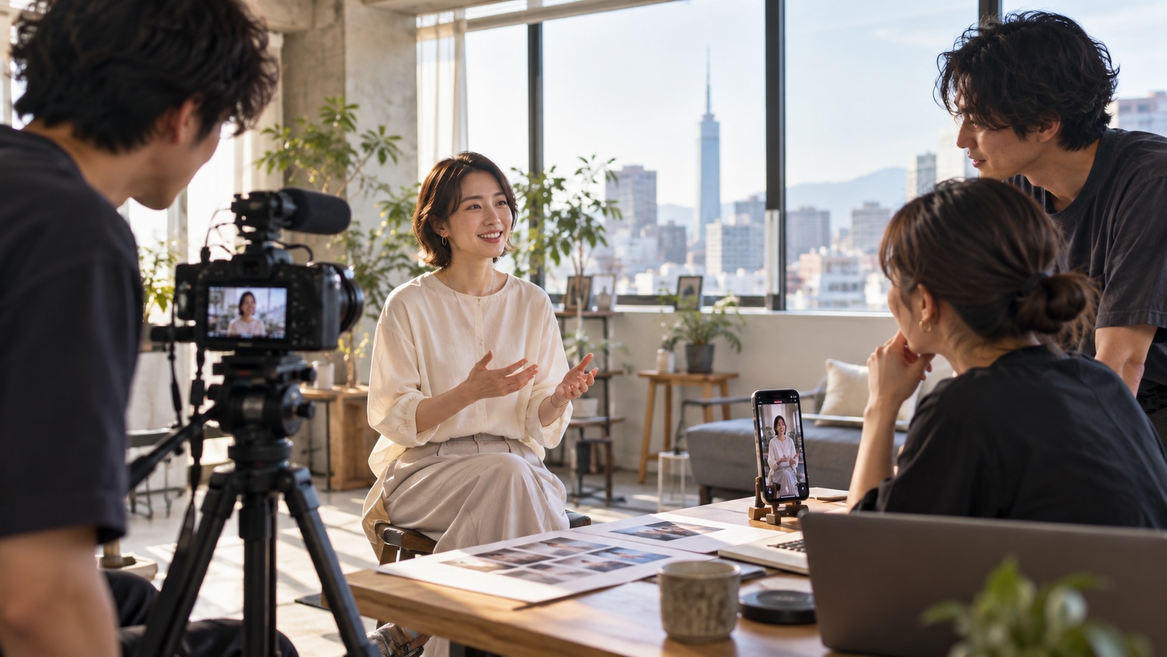 福岡の企業の魅力を動画とSNS用素材に撮影する制作チーム
