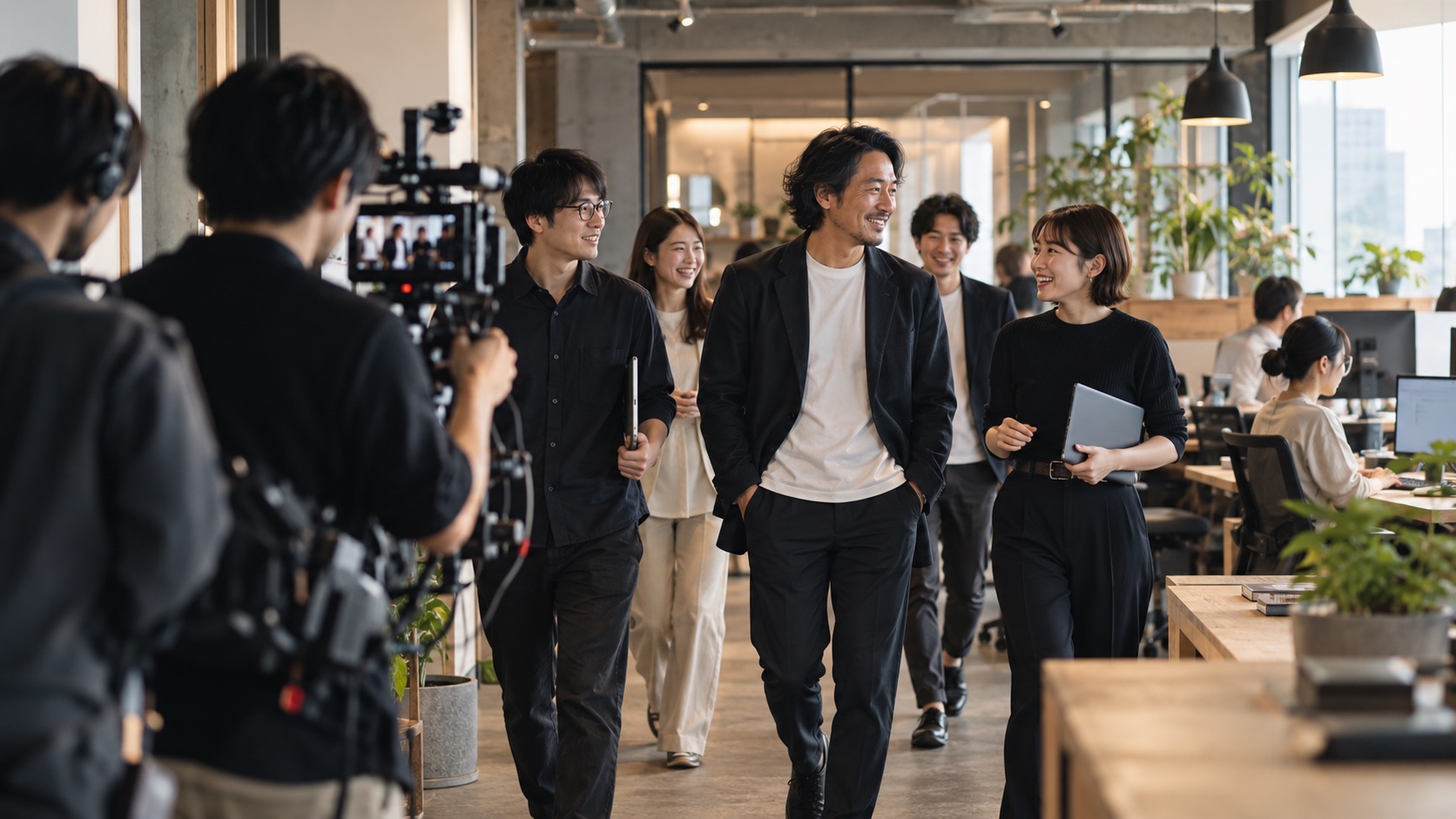 会社の人間関係や雰囲気を自然に撮影する映像チーム