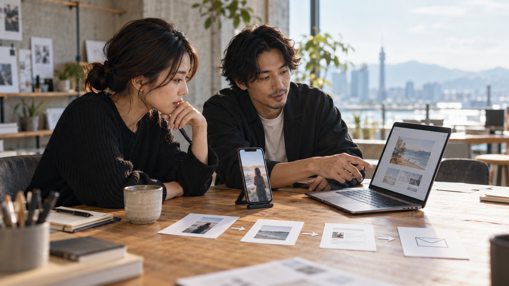 SNS投稿からホームページと問い合わせへつながる導線を確認する担当者